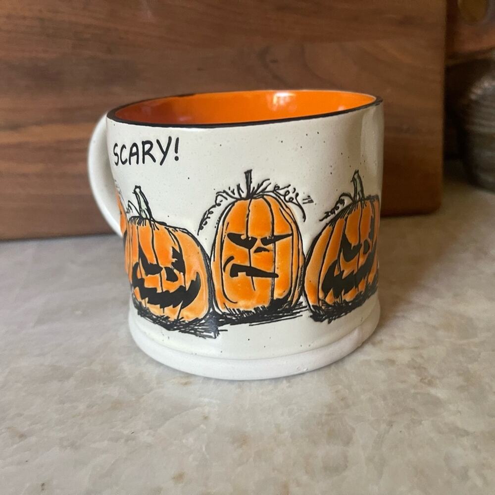 Halloween pumpkin scary large stoneware mug